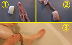 Pantyhose as soap-on-a-rope