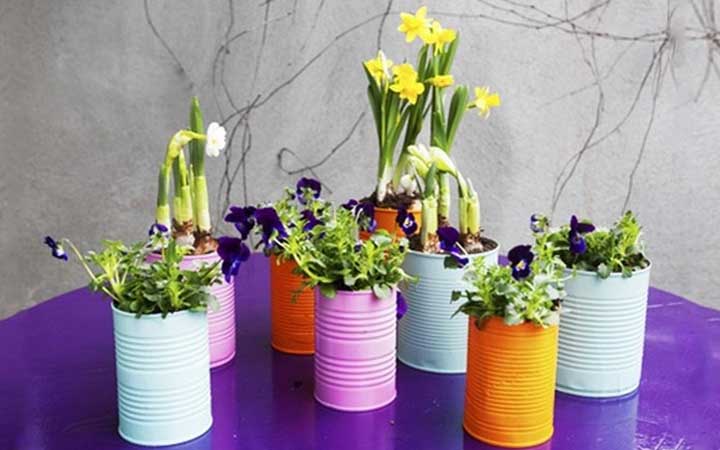 Transform Old And Rusted Metal Planters Into Happy Colors