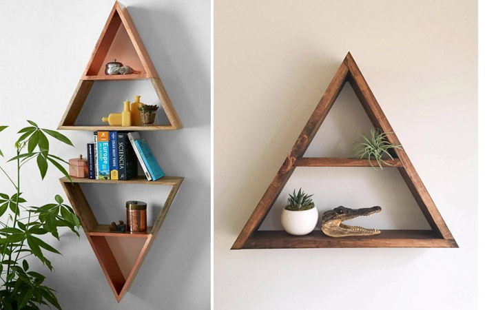 A triangular shelf