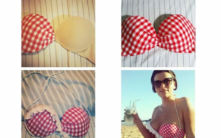 A new bathing suit top out of your old bra