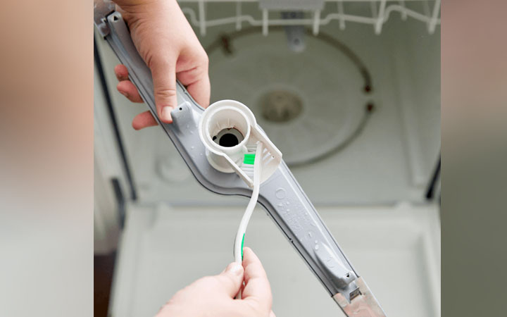 Dishwasher Filter cleaning hacks  filtering system  vinegar  garbage disposal  hair dryer  hair products  toothbrush