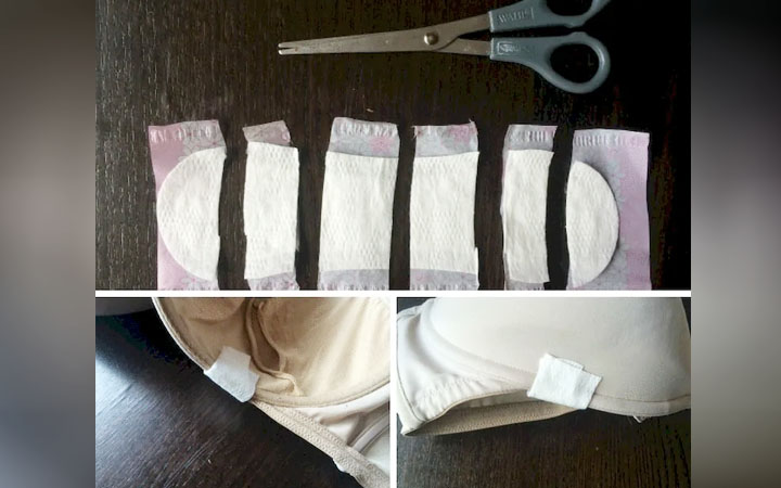 Use a maxi pad to keep the underwire where it belongs